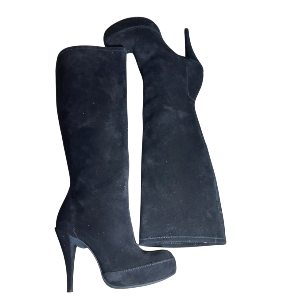 Pedro García Black Suede Knee-High Platform Stilletto Heel Boots - Picture 7 of 16